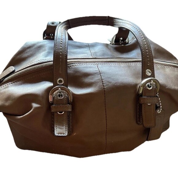 Coach F17220 Soho Shoulder Bag Purse Brown Leather Boho Slouchy Classic - Picture 1 of 15